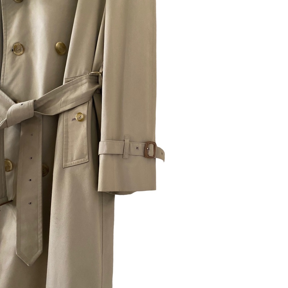 Burberry Double Breasted Long Khaki Trench Coat w/Removable Wool Lining Size 44 - Picture 4 of 16